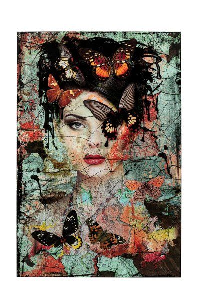 Glasbild Lady Butterfly 100 x 150 cm